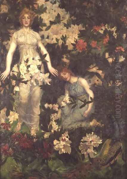 Leontium and Ternissa in the Garden of Epicurus Oil Painting by William Stott Of Oldham
