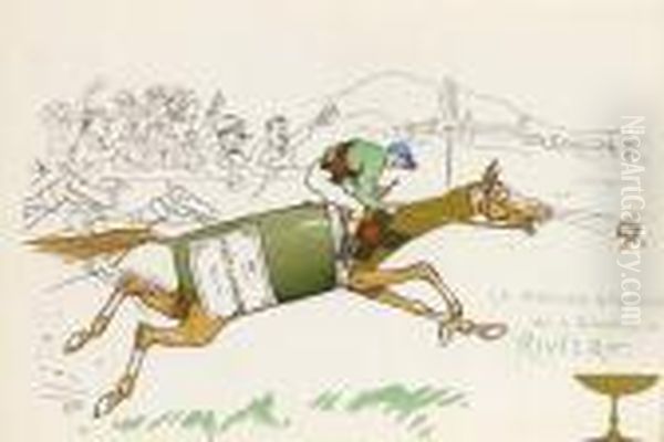 Le Veritable Gagnant De La Coupe De La Riviera, Pour Moet & Chandon, 19... Oil Painting by Georges Goursat Sem