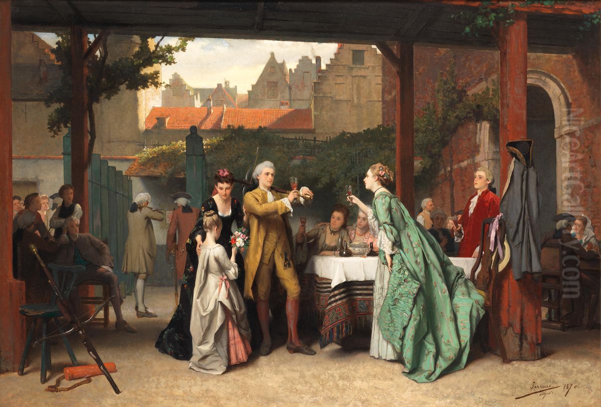 Toasting the Winner Oil Painting by Auguste Serrure