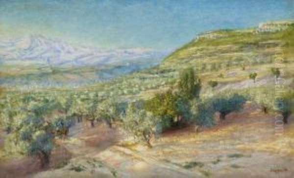 Paysage De Provence Et Paysans Sur La Route Oil Painting by Rene Seyssaud