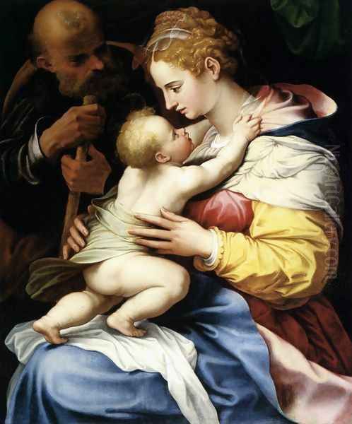 The Holy Family Oil Painting by Girolamo Siciolante Da Sermoneta