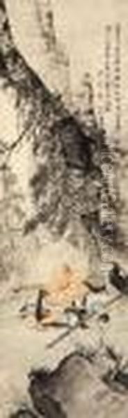 Monk With A Cloth Bag Oil Painting by Chen Shaomei