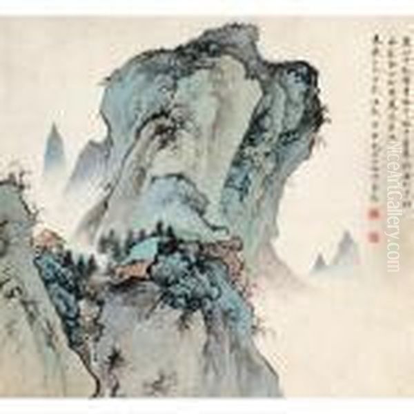 Recluse In The Mountains Oil Painting by Chen Shaomei