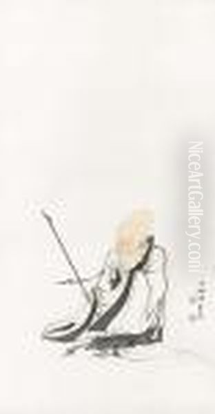 The God Of Longevity Oil Painting by Chen Shaomei