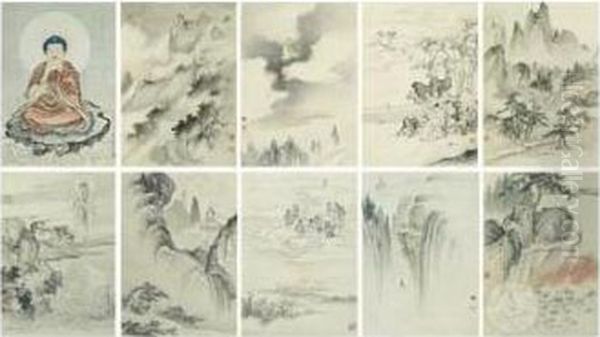 Various Aspects Of Guanyin Oil Painting by Chen Shaomei