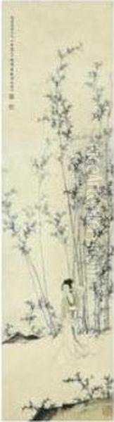 Lady By The Bamboo Grove Oil Painting by Chen Shaomei