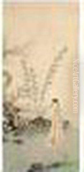 Lady By Bamboo Oil Painting by Chen Shaomei