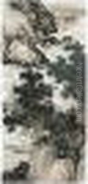 Contemplating By The River Oil Painting by Chen Shaomei