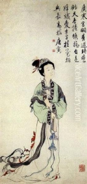 Copy Of Legendary Figure Chang E By Tang Yin Oil Painting by Chen Shaomei