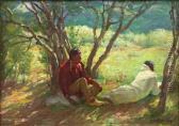 Study For The Watchful Waiting Oil Painting by Joseph Henry Sharp