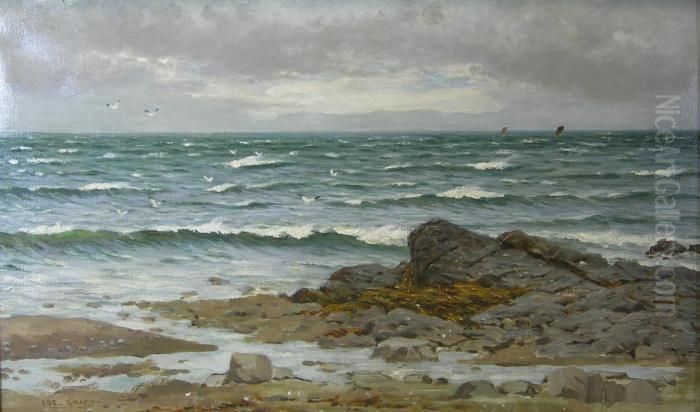 Waves Breaking Off The Scottish Coast Oil Painting by Joseph Henry Sharp