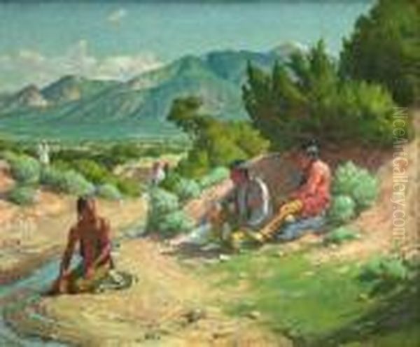 Rendezvous For The Rabbit Hunt Oil Painting by Joseph Henry Sharp