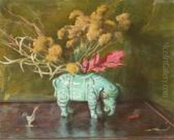 Ming Chinese Still Life Oil Painting by Joseph Henry Sharp