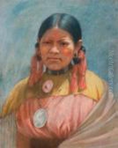 Title: Indian Maiden Oil Painting by Joseph Henry Sharp