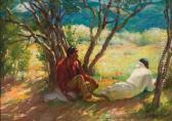 Title: Study For Watchful Waiting Oil Painting by Joseph Henry Sharp