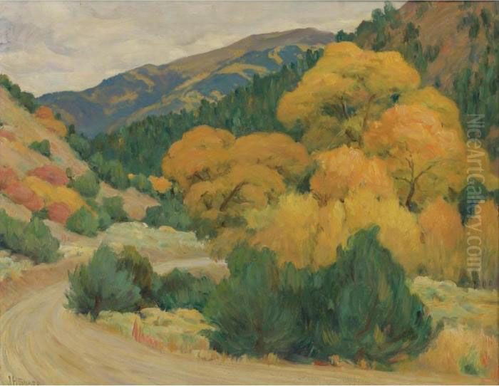 Taos Landscape Landscape Oil Painting by Joseph Henry Sharp