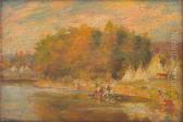 Indian Encampment Along The Rosebud Oil Painting by Joseph Henry Sharp