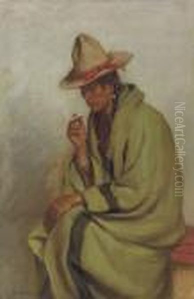 A Bad Man Strikes His Enemy Pretty, Crow Indian, Montana Oil Painting by Joseph Henry Sharp