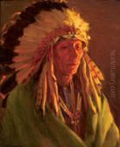 Hairy Moccasin Oil Painting by Joseph Henry Sharp