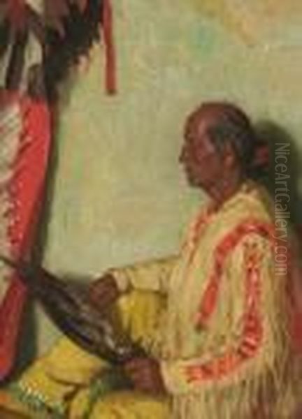 ''hawk Shield'' Oil Painting by Joseph Henry Sharp