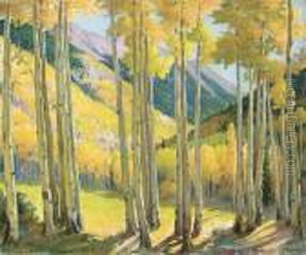 Aspens At Twining Oil Painting by Joseph Henry Sharp