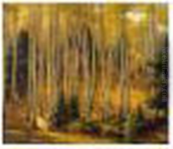 Aspens At Amizette Oil Painting by Joseph Henry Sharp