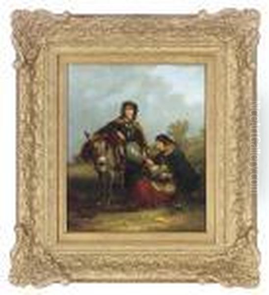 Travellers Resting Oil Painting by Snr William Shayer