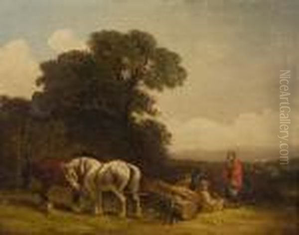 Farmworkers Resting Oil Painting by Snr William Shayer