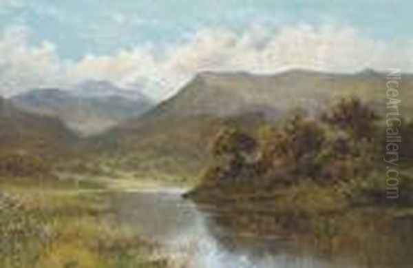 A River In A Mountainous Landscape Oil Painting by Daniel Sherrin