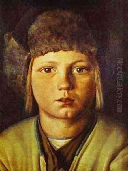 Portrait Of A Peasant Boy Oil Painting by Grigori Vasilievich Soroka