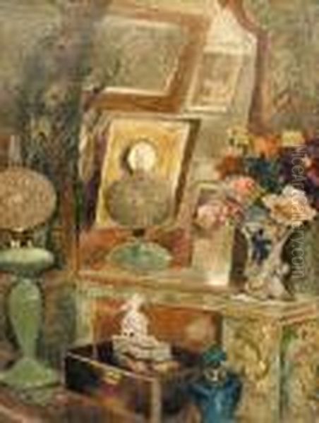 Z Mojej Pracowni-martwa Natura - Wnetrze Pracowni Artysty We Lwowie Oil Painting by Kazimierz Sichulski