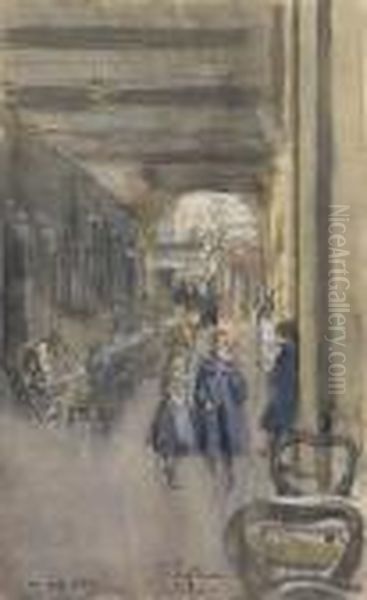 La Cafe Suisse, Sous Les Arcades, Dieppe Oil Painting by Walter Richard Sickert