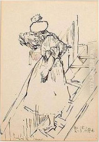 Behind The Scenes, Signed And 
Inscribed With Title, Pen And Ink On Card, Unframed, 28 By 19.5 Cm., 11 
By 7 1/2 In Oil Painting by Walter Richard Sickert