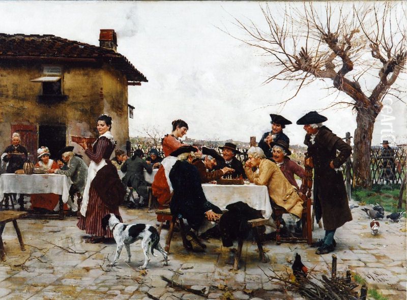 The Chess Players Oil Painting by Raffaello Sorbi
