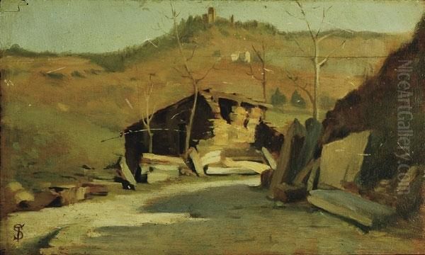 Paesaggio Nella Campagna Senese Oil Painting by Telemaco Signorini