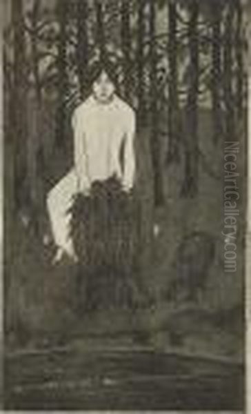 Satu, 
Viiva- Ja Laakasyovytys Oil Painting by Hugo Simberg