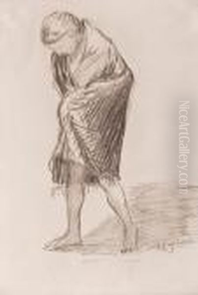 Model Study Oil Painting by Hugo Simberg