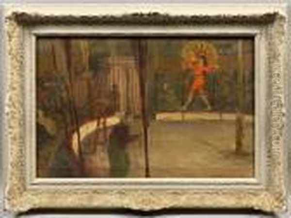 Pariser Zirkusszene Oil Painting by Tavik Frantisek Simon