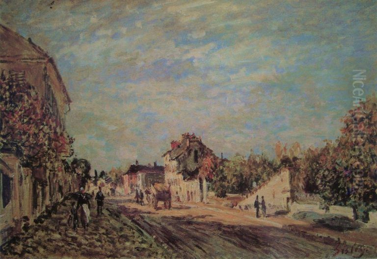 Scene De Rue A Marly Oil Painting by Alfred Sisley