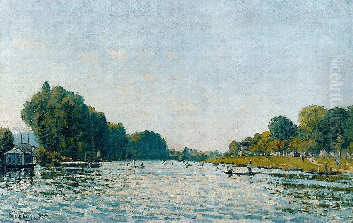 La Seine A Bougival Oil Painting by Alfred Sisley