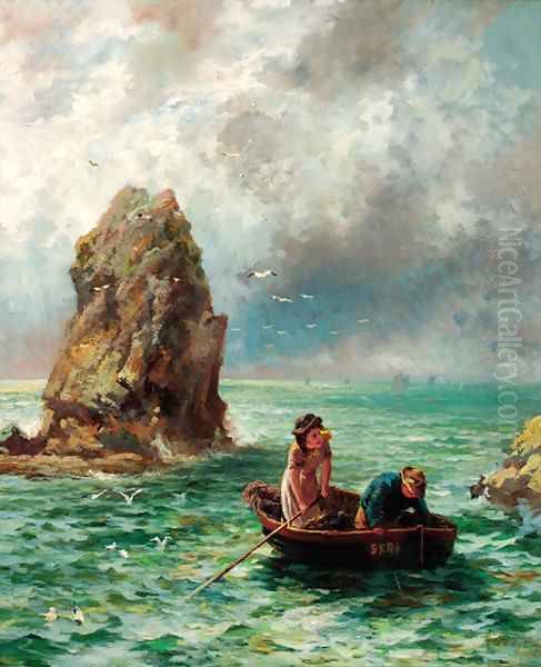 On the Irish coast Oil Painting by English School