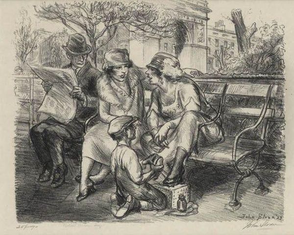 Shine, 
Washington Square Oil Painting by John Sloan