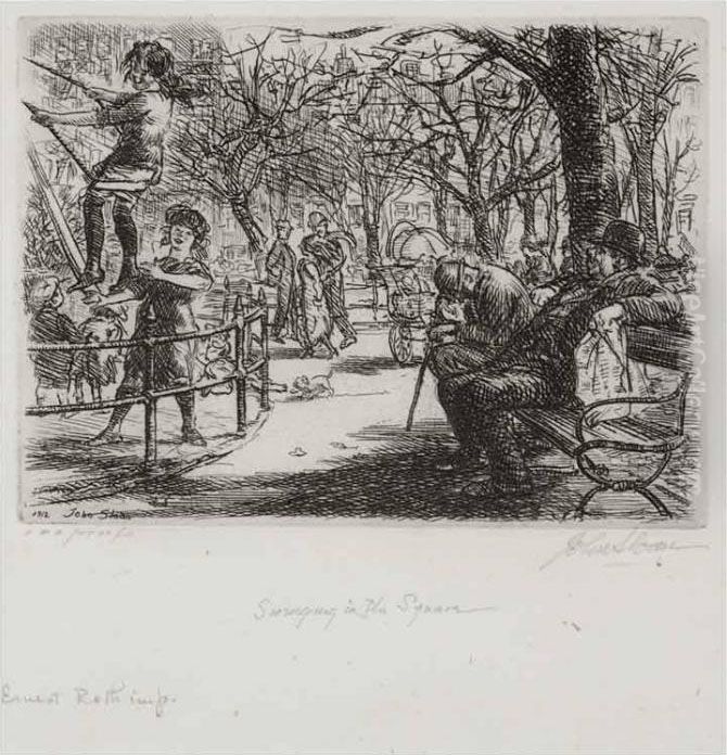 Swinging At The Square Oil Painting by John Sloan