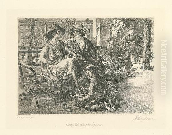 Shine, Washington Square. Oil Painting by John Sloan