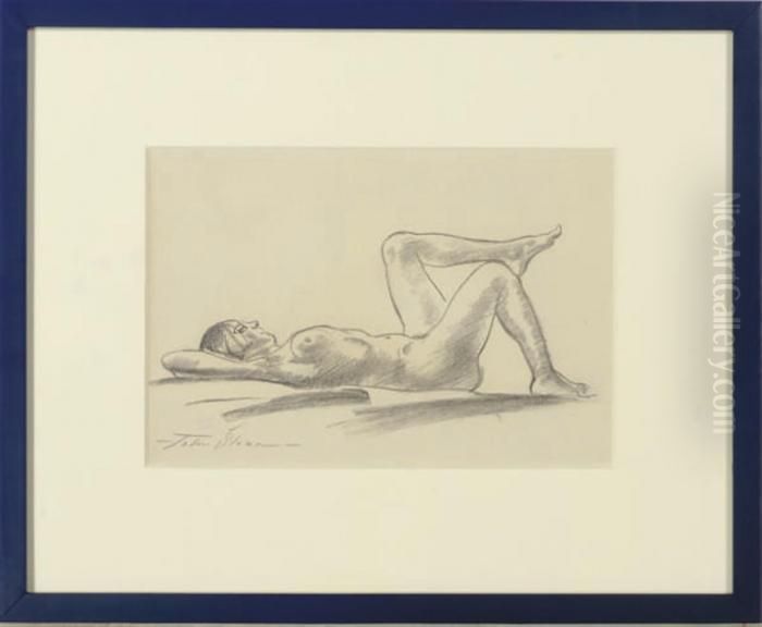 Reclining Female Nude Oil Painting by John Sloan