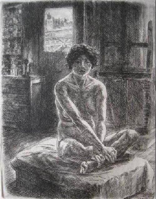 Nude On Posing Stand Oil Painting by John Sloan