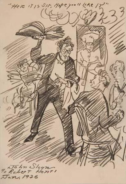 Here It Is Sir, Hope You Like It Oil Painting by John Sloan