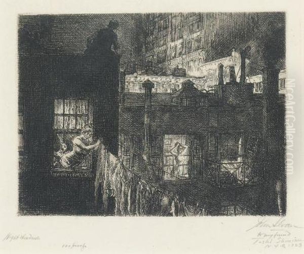 Night Windows (morse 152) Oil Painting by John Sloan