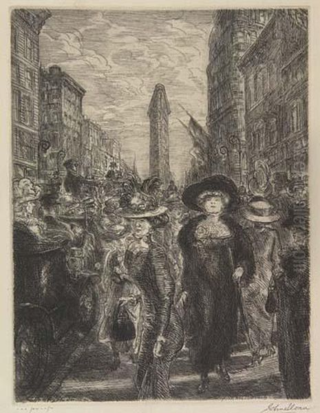 Fifth Avenue 1909 Oil Painting by John Sloan