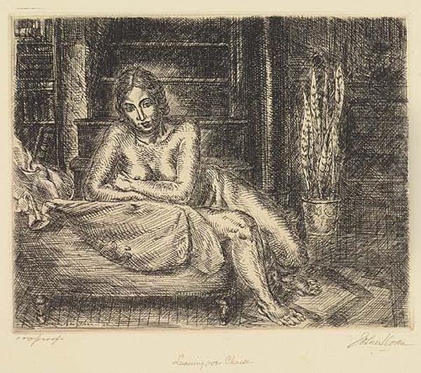 Two Etchings.
Nude Leaning Over Chaise Oil Painting by John Sloan